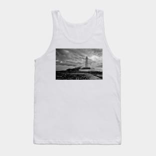 St. Mary's Island and Lighthouse in Monochrome Tank Top